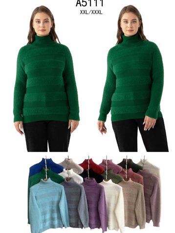 микс цветов женский свитер ( 5 ед, размеры батал: 2xl-3xl) - фото 2