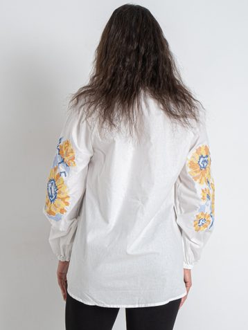 5151-10 # белая женская вышиванка (хлопок, 5 ед. размеры норма: S. M. L. XL. 2XL) выдача на следующий день - фото 3