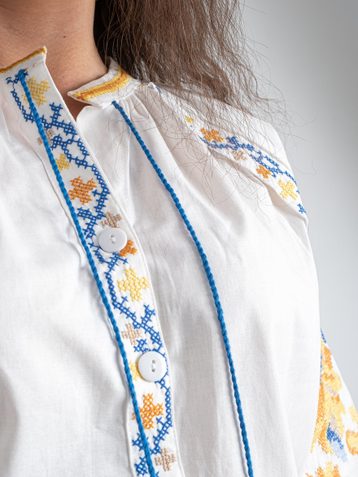 5151-10 # белая женская вышиванка (хлопок, 5 ед. размеры норма: S. M. L. XL. 2XL) выдача на следующий день - фото 6