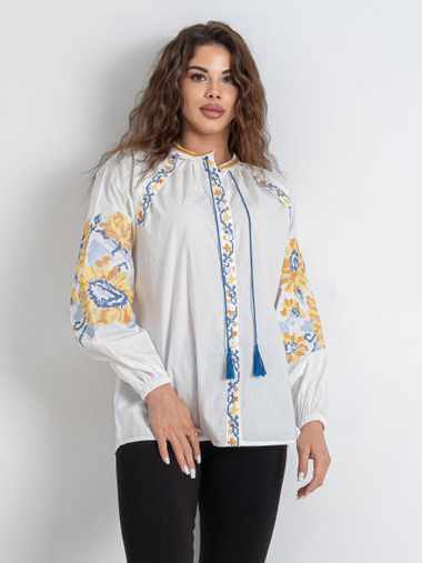 5151-10 # белая женская вышиванка (хлопок, 5 ед. размеры норма: S. M. L. XL. 2XL) выдача на следующий день