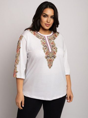 5152-10 * белая женская вышиванка (4 ед. размеры полубатал: XL. 2XL, повторяются) выдача на следующий день - фото 2