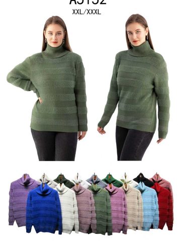 микс цветов женский свитер (5 ед, размеры батал: 2xl-3xl) - фото 2