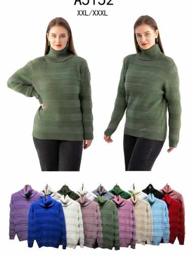 микс цветов женский свитер (5 ед, размеры батал: 2xl-3xl)
