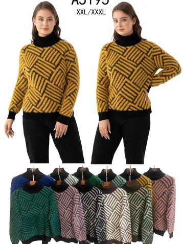 микс цветов женский свитер (5 ед, размеры батал: 2xl-3xl) - фото 2