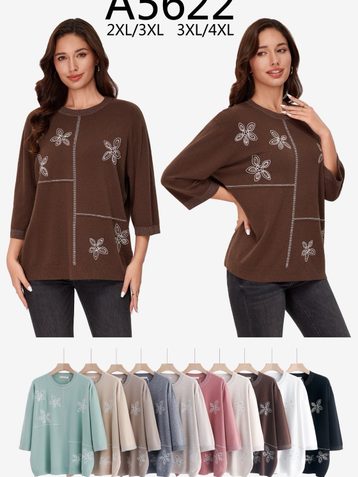 микс цветов женский свитер (Kiss me, 10 ед, размеры батал: 2XL-4XL) выдача на следующий день - фото 2