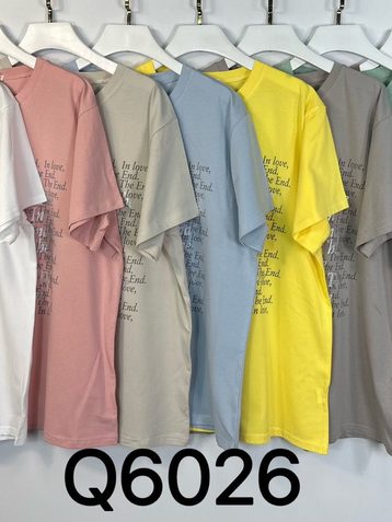 6026# микс цветов женская футболка (Kiss me, 12 ед, размеры батал: 2XL-4XL) выдача на следующий день - фото 2