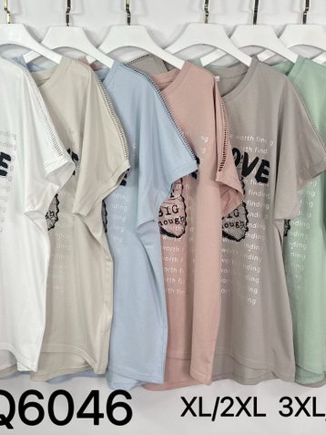 6046# микс цветов женская футболка (Kiss me, 10 ед, размеры батал: 2XL-4XL) выдача на следующий день - фото 2
