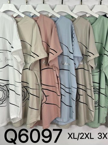 6097# микс цветов женская футболка (Kiss me, 10 ед, размеры батал: 2XL-4XL) выдача на следующий день - фото 2
