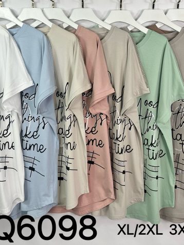 6098# микс цветов женская футболка (Kiss me, 10 ед, размеры батал: 2XL-4XL) выдача на следующий день - фото 2