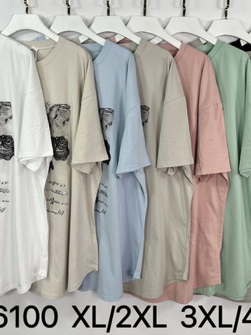 6100# микс цветов женская футболка (Kiss me, 10 ед, размеры батал: 2XL-4XL) выдача на следующий день - фото 2