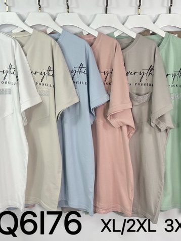 6176# микс цветов женская футболка (Kiss me, 10 ед, размеры батал: 2XL-4XL) выдача на следующий день - фото 2