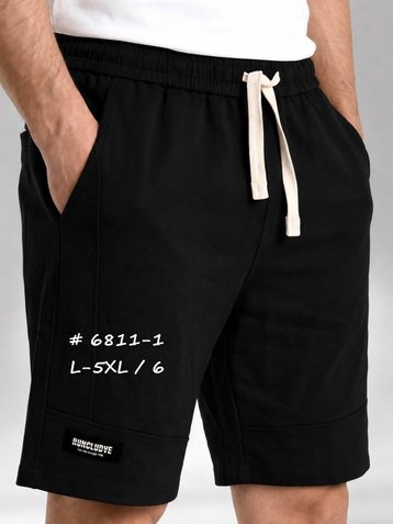 черные мужские шорты (двунитка, 6 ед, размеры батал: L-5XL) выдача на следующий день - фото 4