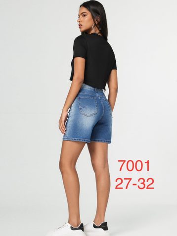 голубые женские джинсовые шорты с камнями (New Jeans, 6 ед, размеры норма: 27-32) выдача на следующий день - фото 3