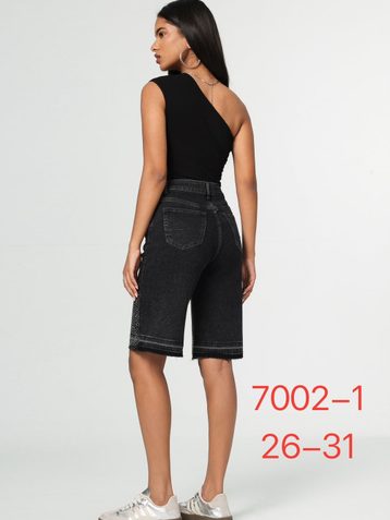 черные женские джинсовые шорты с камнями (New Jeans, 6 ед, размеры норма: 26-31) выдача на следующий день - фото 3