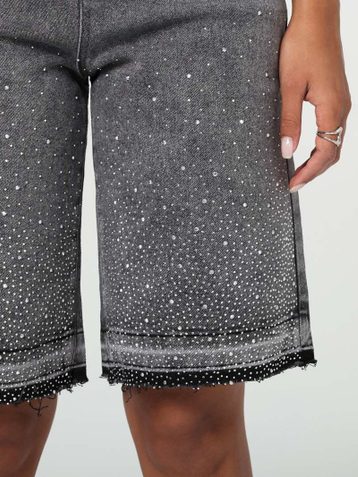 серые женские джинсовые шорты с камнями (New Jeans, 6 ед, размеры норма: 26-31) выдача на следующий день - фото 3