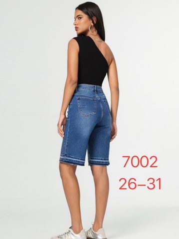 синие женские джинсовые шорты с камнями (New Jeans, 6 ед, размеры норма: 26-31) выдача на следующий день - фото 3