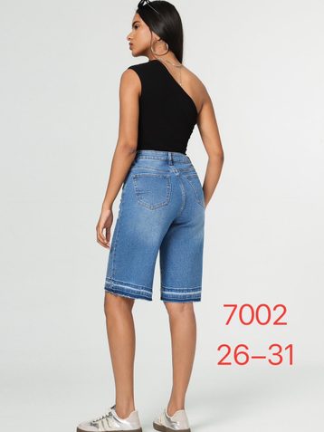голубые женские джинсовые шорты с камнями (New Jeans, 6 ед, размеры норма: 26-31) выдача на следующий день - фото 3