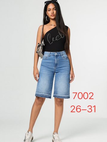 голубые женские джинсовые шорты с камнями (New Jeans, 6 ед, размеры норма: 26-31) выдача на следующий день - фото 2