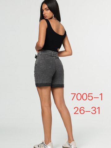 серые женские джинсовые шорты с камнями (New Jeans, 6 ед, размеры норма: 26-31) выдача на следующий день - фото 3