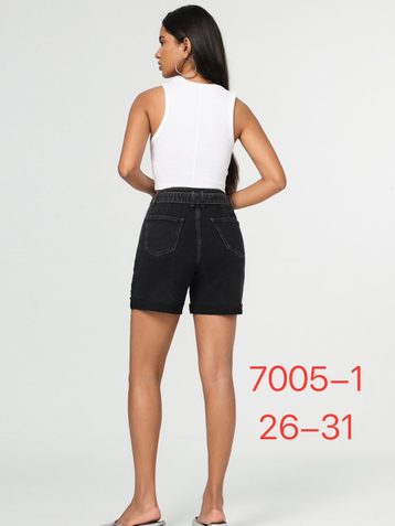 черные женские джинсовые шорты с камнями (New Jeans, 6 ед, размеры норма: 26-31) выдача на следующий день - фото 3