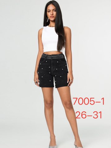 черные женские джинсовые шорты с камнями (New Jeans, 6 ед, размеры норма: 26-31) выдача на следующий день - фото 2