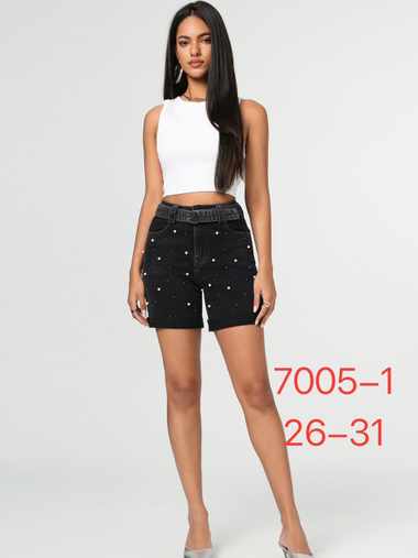черные женские джинсовые шорты с камнями (New Jeans, 6 ед, размеры норма: 26-31) выдача на следующий день