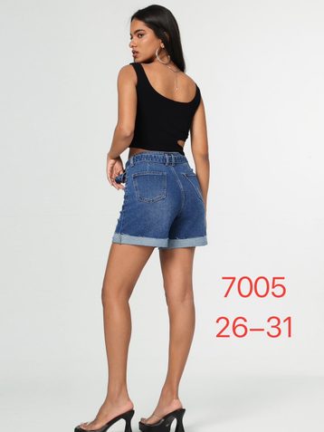 синие женские джинсовые шорты с камнями (New Jeans, 6 ед, размеры норма: 26-31) выдача на следующий день - фото 3