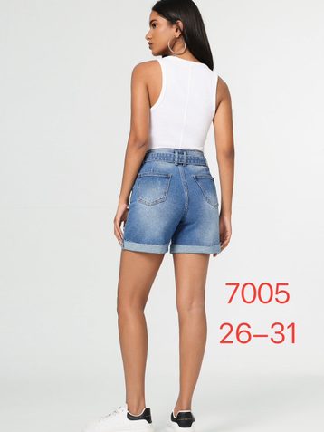 голубые женские джинсовые шорты с камнями (New Jeans, 6 ед, размеры норма: 26-31) выдача на следующий день - фото 3