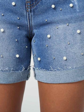голубые женские джинсовые шорты с камнями (New Jeans, 6 ед, размеры норма: 26-31) выдача на следующий день - фото 4