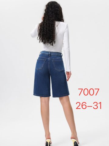 синие женские джинсовые шорты с камнями (New Jeans, 6 ед, размеры норма: 26-31) выдача на следующий день - фото 3