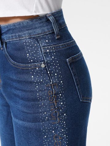 синие женские джинсовые шорты с камнями (New Jeans, 6 ед, размеры норма: 26-31) выдача на следующий день - фото 4