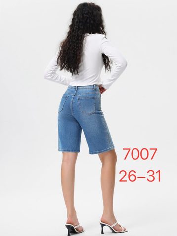 голубые женские джинсовые шорты с камнями (New Jeans, 6 ед, размеры норма: 26-31) выдача на следующий день - фото 3