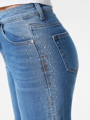 голубые женские джинсовые шорты с камнями (New Jeans, 6 ед, размеры норма: 26-31) выдача на следующий день - фото 4