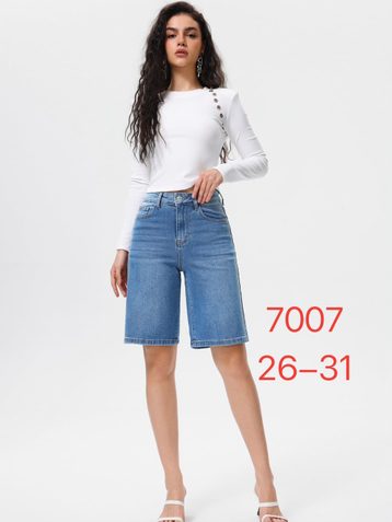 голубые женские джинсовые шорты с камнями (New Jeans, 6 ед, размеры норма: 26-31) выдача на следующий день - фото 2
