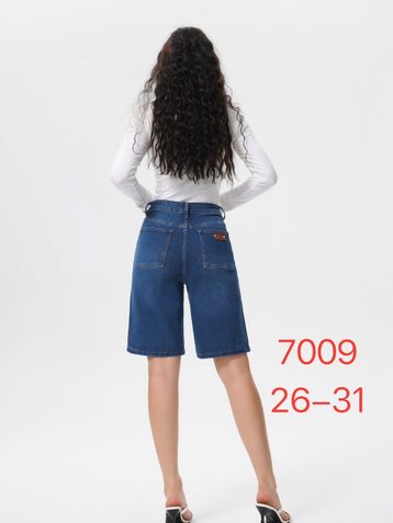 синие женские джинсовые шорты с камнями (New Jeans, 6 ед, размеры норма: 26-31) выдача на следующий день - фото 3