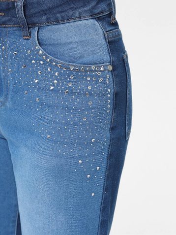 синие женские джинсовые шорты с камнями (New Jeans, 6 ед, размеры норма: 26-31) выдача на следующий день - фото 4