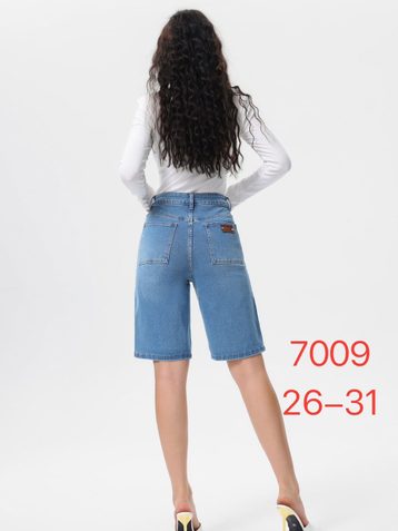 голубые женские джинсовые шорты с камнями (New Jeans, 6 ед, размеры норма: 26-31) выдача на следующий день - фото 3