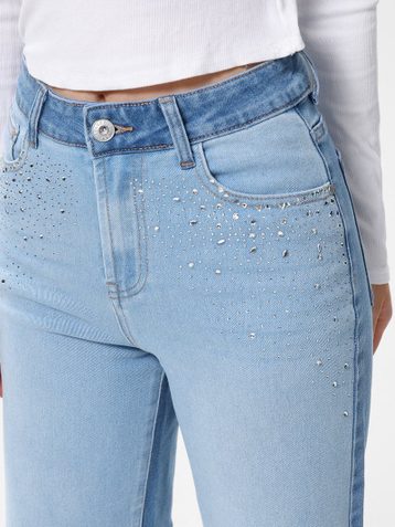 голубые женские джинсовые шорты с камнями (New Jeans, 6 ед, размеры норма: 26-31) выдача на следующий день - фото 4