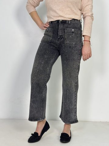 темно серые женские стрейчевые джинсы New Jeans (6 ед, камни, размеры норма: 25. 26. 27. 28. 29. 30 ) - фото 4