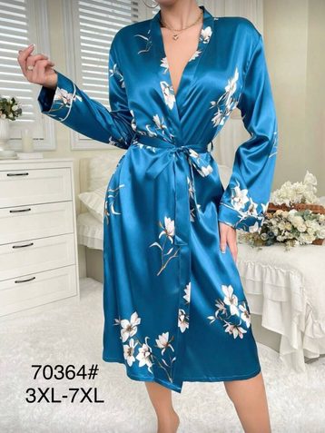выбор цвета женский халат (атлас, 5 ед, размеры батал: 3XL-7XL) выдача на следующий день - фото 3