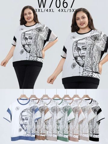 микс цветов женская футболка (10 ед, размеры батал: 3XL-5XL) выдача на следующий день - фото 2