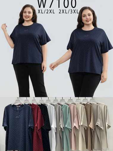Микс цветов женская футболка Kiss Me 5ед, размеры батал: XL-3XL)