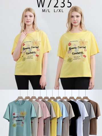 7235 # микс цветов женская футболка (10 ед, размеры норма: M-XL) выдача на следующий день - фото 2