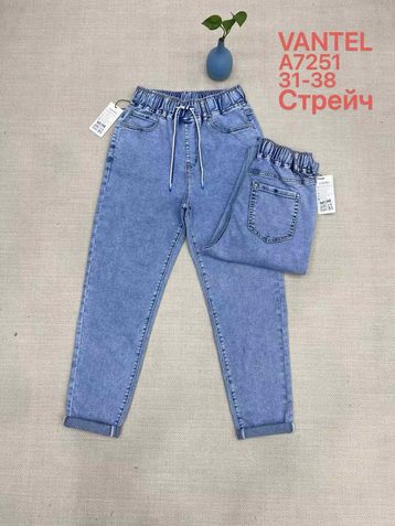 голубые женские джинсы vanver (стрейч коттон, 6 ед, размеры батал: 31-38) выдача на следующий день - фото 2