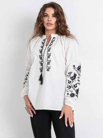 7410-1 # белая женская вышиванка (хлопок 100%, 5 ед. размеры норма: S. M. L. XL. 2XL) выдача на следующий день - фото 3