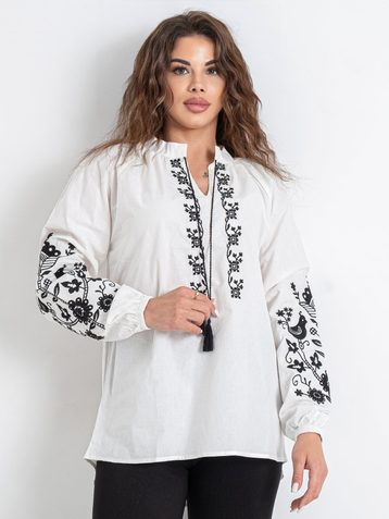 7410-1 # белая женская вышиванка (хлопок 100%, 5 ед. размеры норма: S. M. L. XL. 2XL) выдача на следующий день - фото 2