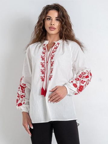 7410-10 # белая женская вышиванка (хлопок 100%, 5 ед. размеры норма: S. M. L. XL. 2XL) выдача на следующий день - фото 2