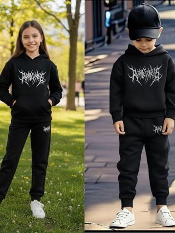 черный подростковый спортивный костюм (YOLA, трехнитка, флис, на 8-11 лет, 5 ед. размеры подросток: 128. 134. 140. 146. 152) - фото 2