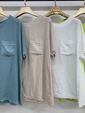 7653# выбор цвета женская футболка (лён, 4 ед, размеры батал: 3XL-6XL) выдача на следующий день - фото 2