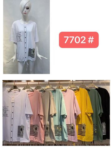 7702#  микс цветов женская футболка (12 ед, размеры батал: 56-58) выдача на следующий день - фото 2